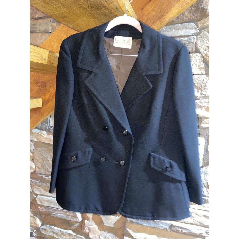 VINTAGE 1970’s Vera Hicks Ernst Strauss Black Skirt Suit Women’s Medium WOW!